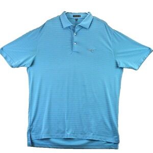 Peter Millar Summer Comfort Men's Blue Stripe Polo Shirt Size L Whisper Rock
